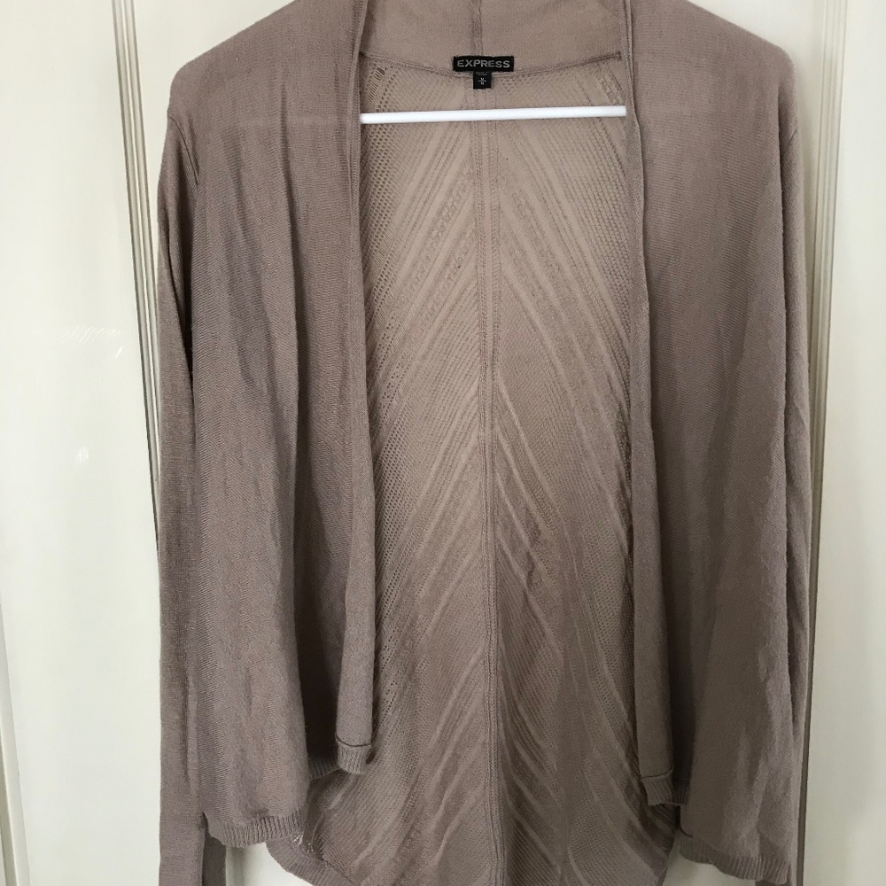 express womens open front cardigan knit back tan
